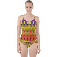 Retro Colorful Waves Background Cut Out Top Tankini Set by Nexatart