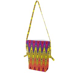 Retro Colorful Waves Background Folding Shoulder Bag