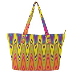 Retro Colorful Waves Background Full Print Shoulder Bag by Nexatart