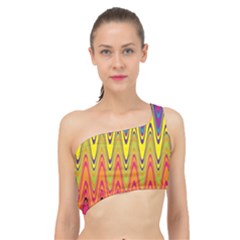 Retro Colorful Waves Background Spliced Up Bikini Top  by Nexatart