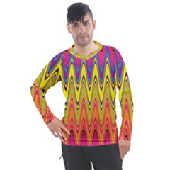 Retro Colorful Waves Background Men s Pique Long Sleeve Tee