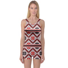 Folklore Ethnic Pattern Background One Piece Boyleg Swimsuit by Nexatart