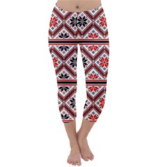 Folklore Ethnic Pattern Background Capri Winter Leggings 