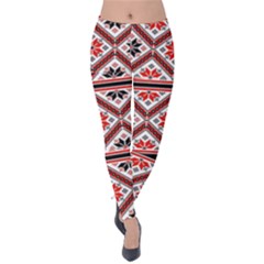 Folklore Ethnic Pattern Background Velvet Leggings