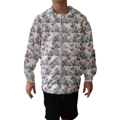 Photo Illustration Floral Motif Striped Design Kids  Hooded Windbreaker by dflcprintsclothing