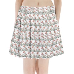 Photo Illustration Floral Motif Striped Design Pleated Mini Skirt