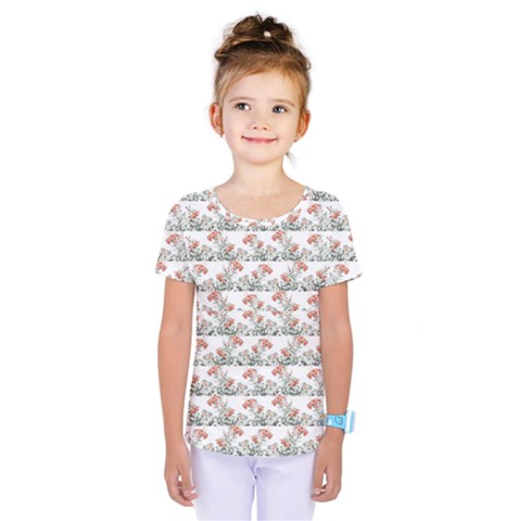 Photo Illustration Floral Motif Striped Design Kids  One Piece Tee by dflcprintsclothing