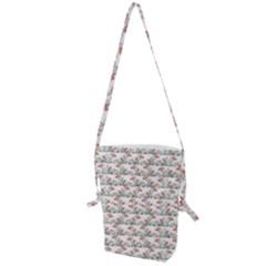 Photo Illustration Floral Motif Striped Design Folding Shoulder Bag by dflcprintsclothing