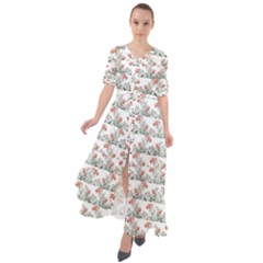 Photo Illustration Floral Motif Striped Design Waist Tie Boho Maxi Dress by dflcprintsclothing