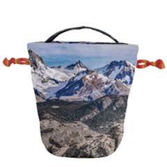 El Chalten Landcape Andes Patagonian Mountains, Agentina Drawstring Bucket Bag by dflcprintsclothing