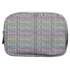 I Love Vintage Phrase Motif Striped Pattern Design Make Up Pouch (small) by dflcprintsclothing