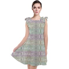 I Love Vintage Phrase Motif Striped Pattern Design Tie Up Tunic Dress by dflcprintsclothing