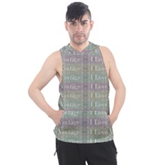 I Love Vintage Phrase Motif Striped Pattern Design Men s Sleeveless Hoodie by dflcprintsclothing