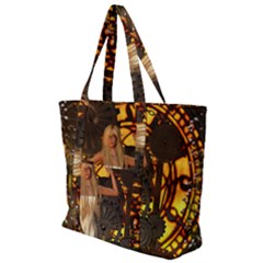 Steampunk Clockwork And Steampunk Girl Zip Up Canvas Bag by FantasyWorld7