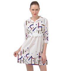 Lines And Dots Motif Geometric Print Mini Skater Shirt Dress by dflcprintsclothing