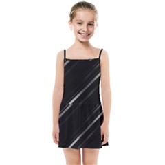 Minimalist Black Linear Abstract Print Kids  Summer Sun Dress by dflcprintsclothing