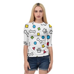 Dog Paw Seamless Pattern Footprint Bone Quarter Sleeve Raglan Tee