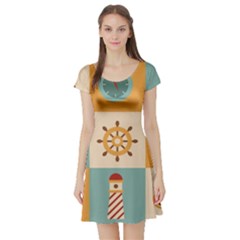 Nautical Elements Collection Short Sleeve Skater Dress