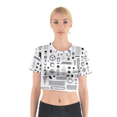 Pattern Hipster Abstract Form Geometric Line Variety Shapes Polkadots Fashion Style Seamless Cotton Crop Top by Vaneshart