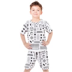 Pattern Hipster Abstract Form Geometric Line Variety Shapes Polkadots Fashion Style Seamless Kids  Tee And Shorts Set by Vaneshart