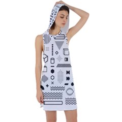 Pattern Hipster Abstract Form Geometric Line Variety Shapes Polkadots Fashion Style Seamless Racer Back Hoodie Dress