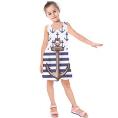 Anchor Background Design Kids  Sleeveless Dress