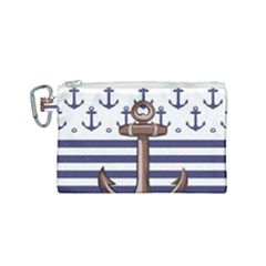 Anchor Background Design Canvas Cosmetic Bag (small) by Vaneshart