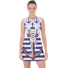 Anchor Background Design Lace Up Front Bodycon Dress by Vaneshart