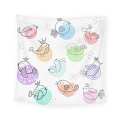 Cartoon Bird Cute Doodle Bird Square Tapestry (small)