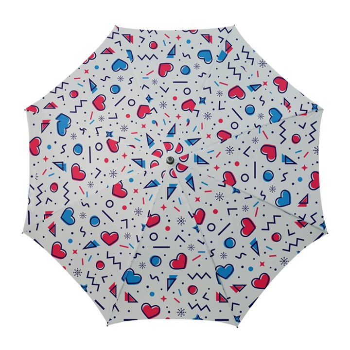 Hearts Seamless Pattern Memphis Style Golf Umbrellas