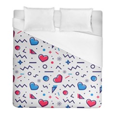 Hearts Seamless Pattern Memphis Style Duvet Cover (full/ Double Size) by Vaneshart