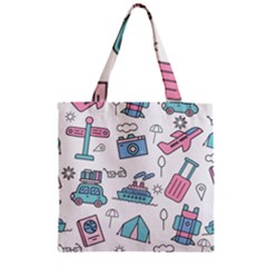 Transportation Seamless Pattern Zipper Grocery Tote Bag