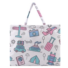 Transportation Seamless Pattern Zipper Large Tote Bag