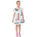 Nautical Elements Pattern Background Kids  Short Sleeve Velvet Dress View1