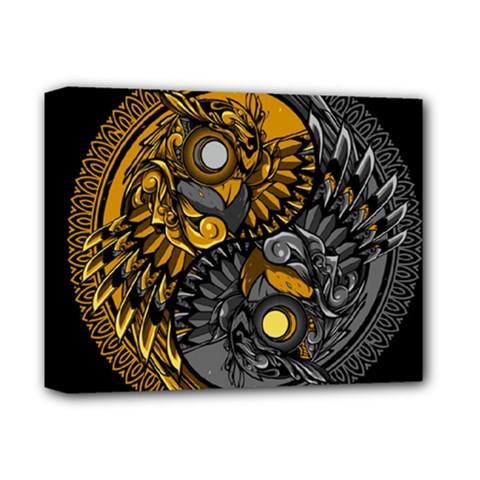 Yin Yang Owl Doodle Ornament Illustration Deluxe Canvas 14  X 11  (stretched) by Vaneshart