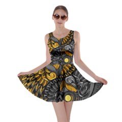 Yin Yang Owl Doodle Ornament Illustration Skater Dress