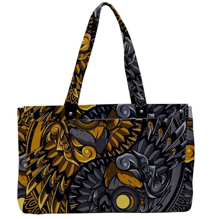 Yin Yang Owl Doodle Ornament Illustration Canvas Work Bag
