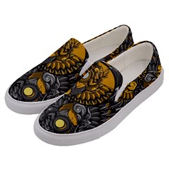 Yin Yang Owl Doodle Ornament Illustration Men s Canvas Slip Ons by Vaneshart