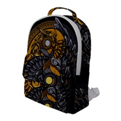 Yin Yang Owl Doodle Ornament Illustration Flap Pocket Backpack (large) by Vaneshart