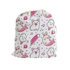 Cute Animals Seamless Pattern Kawaii Doodle Style Drawstring Pouch (xl)