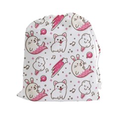 Cute Animals Seamless Pattern Kawaii Doodle Style Drawstring Pouch (2xl)