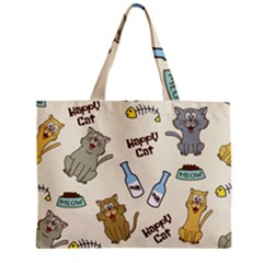 Happy Cats Pattern Background Zipper Mini Tote Bag