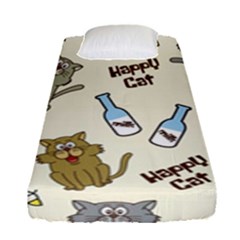 Happy Cats Pattern Background Fitted Sheet (single Size) by Vaneshart