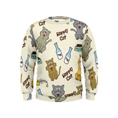 Happy Cats Pattern Background Kids  Sweatshirt