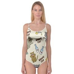 Happy Cats Pattern Background Camisole Leotard  by Vaneshart