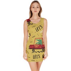 Childish Seamless Pattern With Dino Driver Bodycon Dress by Vaneshart