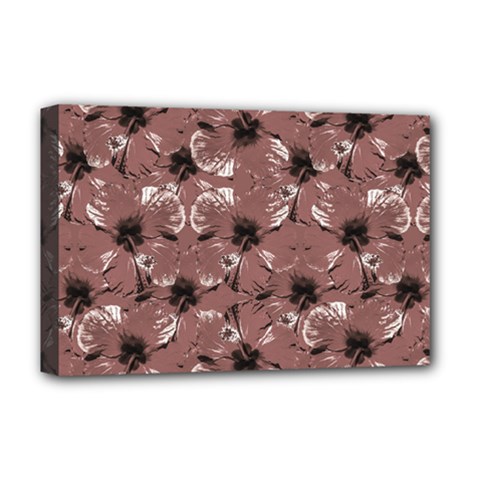 Hibiscus Flowers Collage Pattern Design Deluxe Canvas 18  X 12  (stretched) by dflcprintsclothing