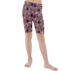 Hibiscus Flowers Collage Pattern Design Kids  Mid Length Swim Shorts by dflcprintsclothing