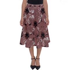 Hibiscus Flowers Collage Pattern Design Perfect Length Midi Skirt by dflcprintsclothing