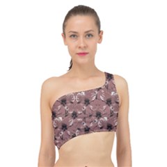 Hibiscus Flowers Collage Pattern Design Spliced Up Bikini Top  by dflcprintsclothing